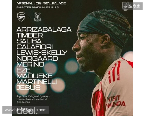 阿森纳vs水晶宫:热苏斯、凯帕首发,恩凯蒂亚战旧主